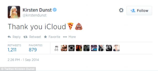 Kirsten Dunst đăng tải nội dung mang ý mỉa mai sau khi ảnh nóng của cô bị đánh cắp từ iCloud và phát tán trên mạng.