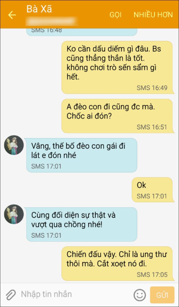 Những tin nhắn của vợ chồng Trần Lập gửi cho nhau sau khi bác sĩ báo tin dữ.