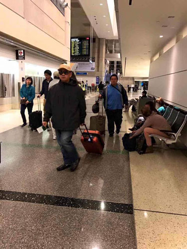 Hình ảnh Minh Béo chụp tại sân bay.
