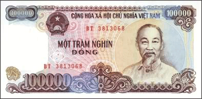 Tờ 100.000 đồng, mệnh giá cao nhất trong thời kỳ này phát hành ngày 1.9.2000