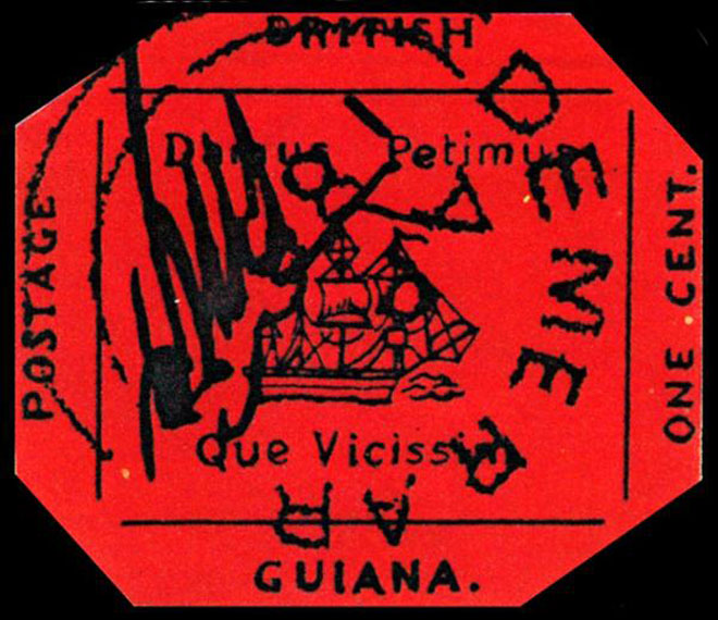 Tem British Guiana 1 Cent Magenta (giá850.000 USD gần 18 tỷ Đồng):Vào năm 1856 ở Bermuda, do không có đủ tem bưu chính và không thể đợi tem cung cấp từ Anh, người quản lý bưu điện đã đề nghị in một số tem mệnh giá 1 và 4 cent. Do những con tem này rất đơn giản, nhân viên bưu điện phải ký tắt lên trước khi sử dụng để tránh tình trạng làm giả. 4 góc của các con tem hình chữ nhật cũng được cắt để con tem có hình bát giác.Bản duy nhất của con tem British Guiana 1 Cent Magenta đã được một cậu bé người Scotland tìm thấy khi xem đống thư của người bác.