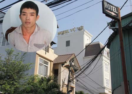 Khách sạn Vũ Với (ảnh lớn) - nơi hung thủ (ảnh nhỏ) ra tay sát hại người đàn ông đồng tính để cướp tài sản.