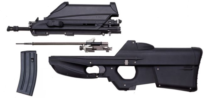 Cơ chế kích hoạt và hệ thống an toàn dựa theo FN P90. Nó sử dụng loại đạn 5.56×45mm NATO.